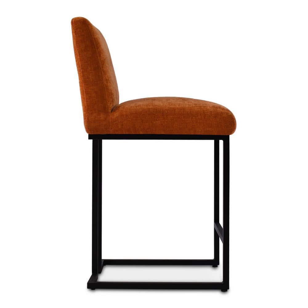 Set of 2 Terra Upholstered Fabric Counter Height Bar Stools with Black Metal Sled Legs