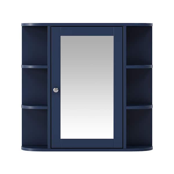 LIVACA 26 in. W x 24.75 in. H Rectangular MDF Blue Medicine