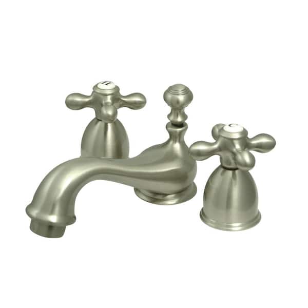 Kingston Brass Restoration 4 in. Centerset Double Handle Bathroom Faucet in Brushed Nickel