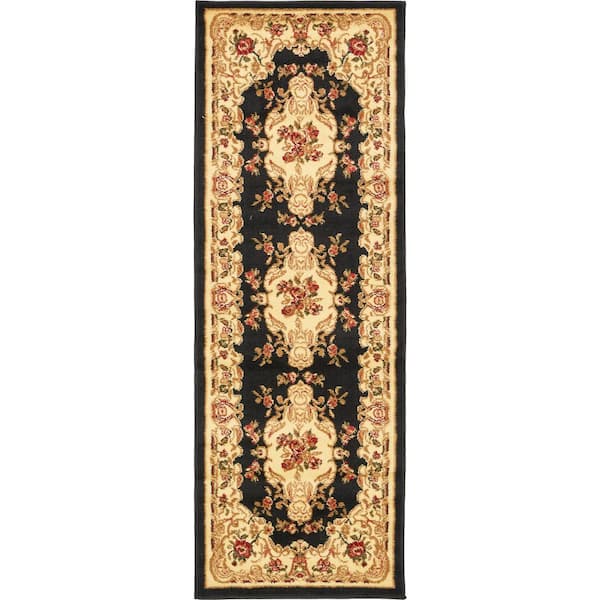 Unique Loom Versailles Charles Black 2' 2 x 6' 0 Runner Rug