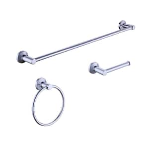 Dorind 3-Piece Bath Hardware Set with 24 in. Towel Bar Towel Ring and TP Holder in Chrome