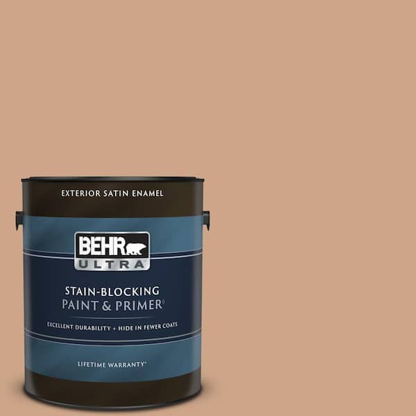 BEHR ULTRA 1 gal. #PMD-76 Sienna Buff Satin Enamel Exterior Paint & Primer