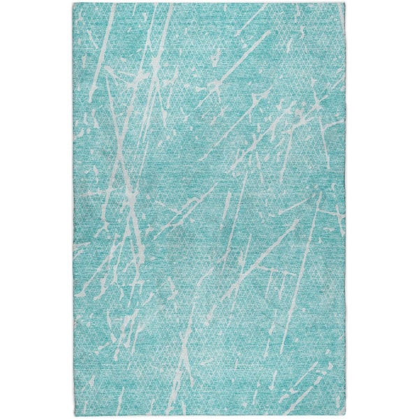 Dream Shag Premium Machine Washable Abstract ADS628 Teal 10 ft. x 14 ft. Area Rug