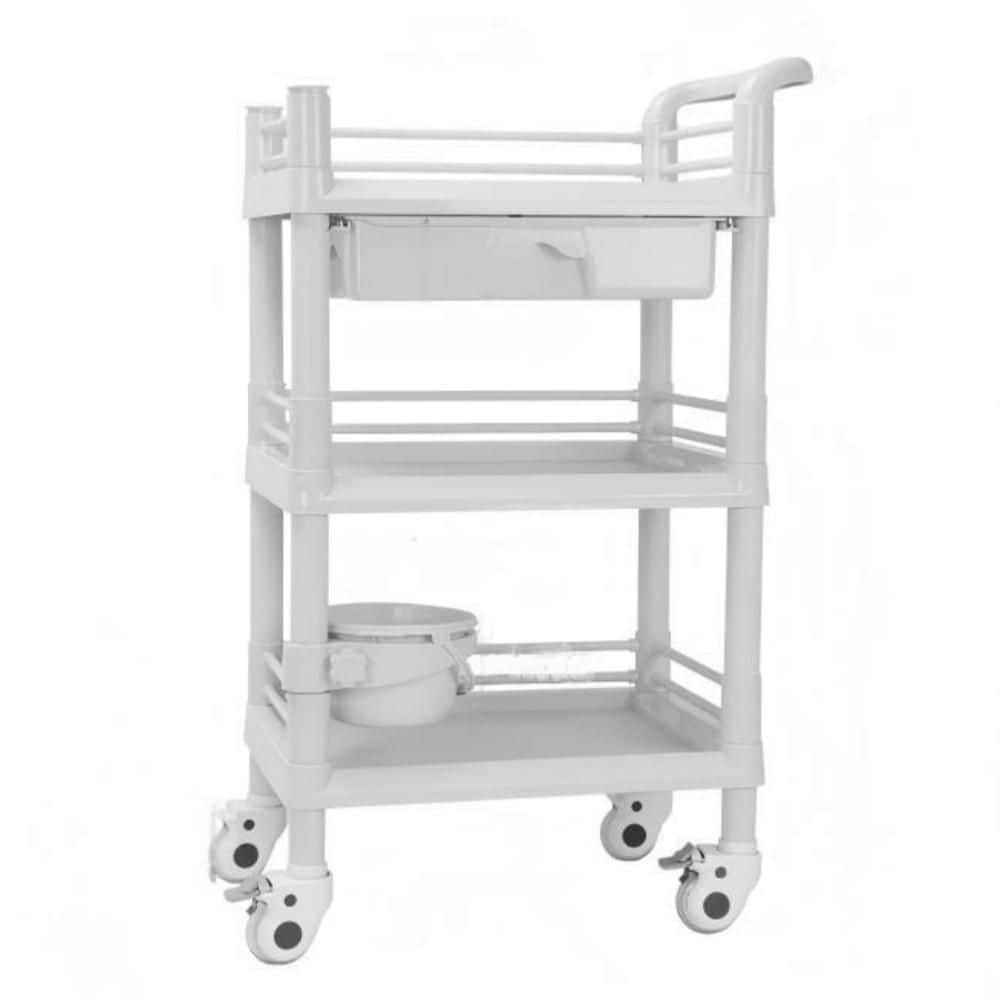 3 Tier Rolling Medical Utility Cart, Equipped with Drawer and Dirt Bucket, Wheeled Multipurpose Trolley for Beauty Spa price history on PriceWatchPro