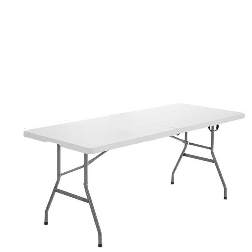 Sudzendf White Metal Portable Folding Outdoor Picnic Table with