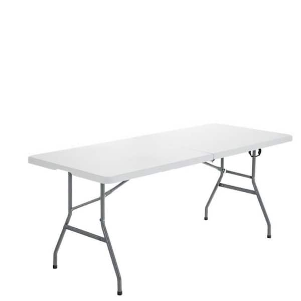 Sudzendf White Metal Portable Folding Outdoor Picnic Table with