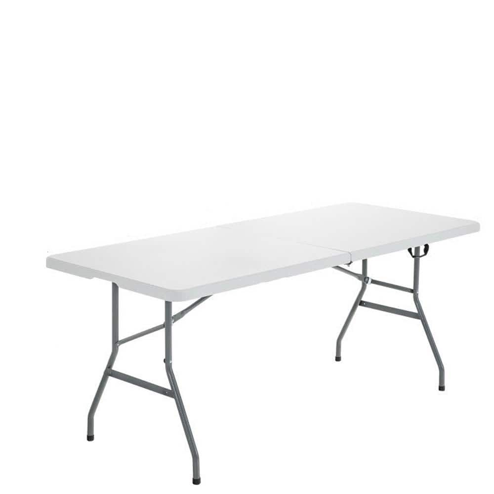 Sudzendf White Metal Portable Folding Outdoor Picnic Table with ...