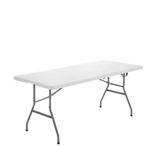 White Metal Portable Folding Outdoor Picnic Table with Carrying Handle
