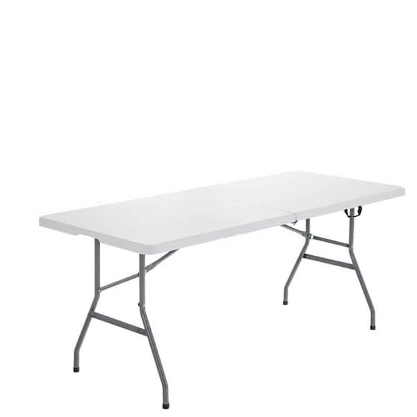 Sudzendf White Metal Portable Folding Outdoor Picnic Table with Carrying Handle