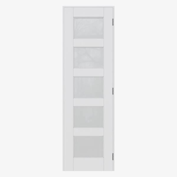 ARK DESIGN 24 in. x 80 in. 5-Lite Frosted Glass Left Handed White Solid Core MDF Door with Quick Assemble Jamb Kit