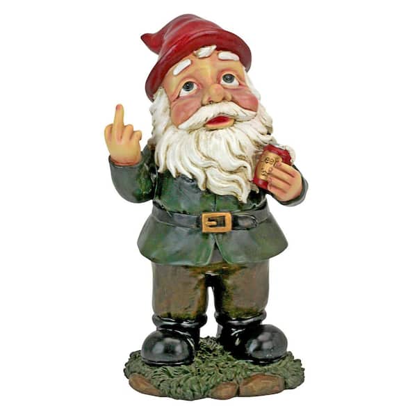Design Toscano 12 in. H Foul Finger Tipsy Tim Beer Garden Gnome Statue