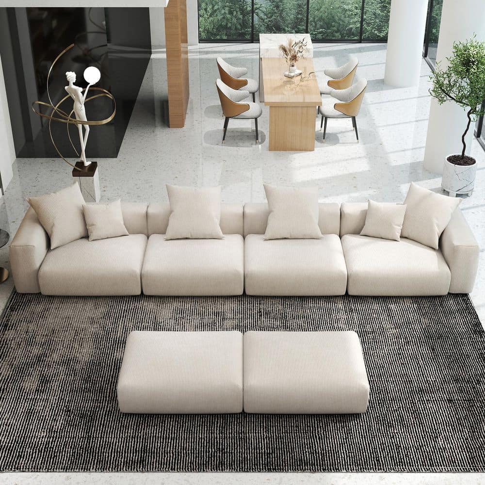 181.1 in. Square Arm Corduroy Deep-Seat Sofa Free Combination Various Shape