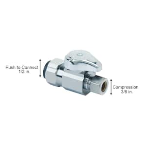 1/2 in. Push Connect Inlet x 3/8 in. Comp Outlet 1/4-Turn Straight Stop (5-Pack)