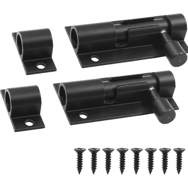 Unbranded 2-Pieces 2 in. Heavy Duty Sliding Door Barrel Bolt Latch Mini Slide Lock Aluminum Alloy Security Gate Black