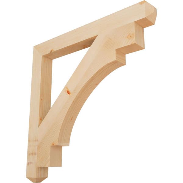 Ekena Millwork 3.5 in. x 38 in. x 38 in. Douglas Fir Merced Craftsman Smooth Bracket