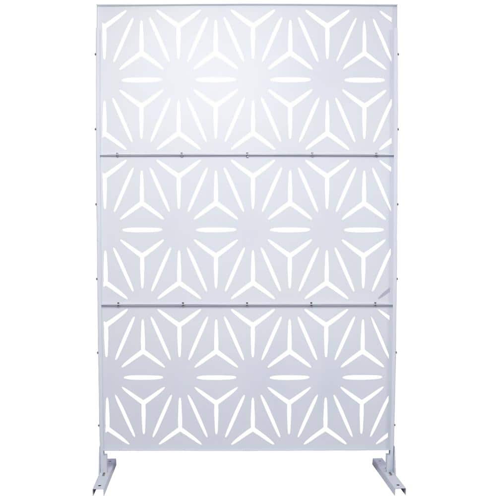 6.3 ft. x 4 ft. White Steel Freestanding Flat Flat Top Decorative Privacy Screen Metal Fence Panel price history on PriceWatchPro