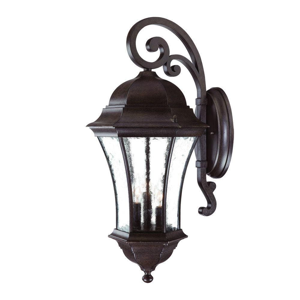 Waverly Traditional Black Cast Aluminum Outdoor Sconce with Hammered Water Glass