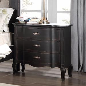 Chelmsford Black Antique Finish 3 Drawers 18 in. W Nightstand