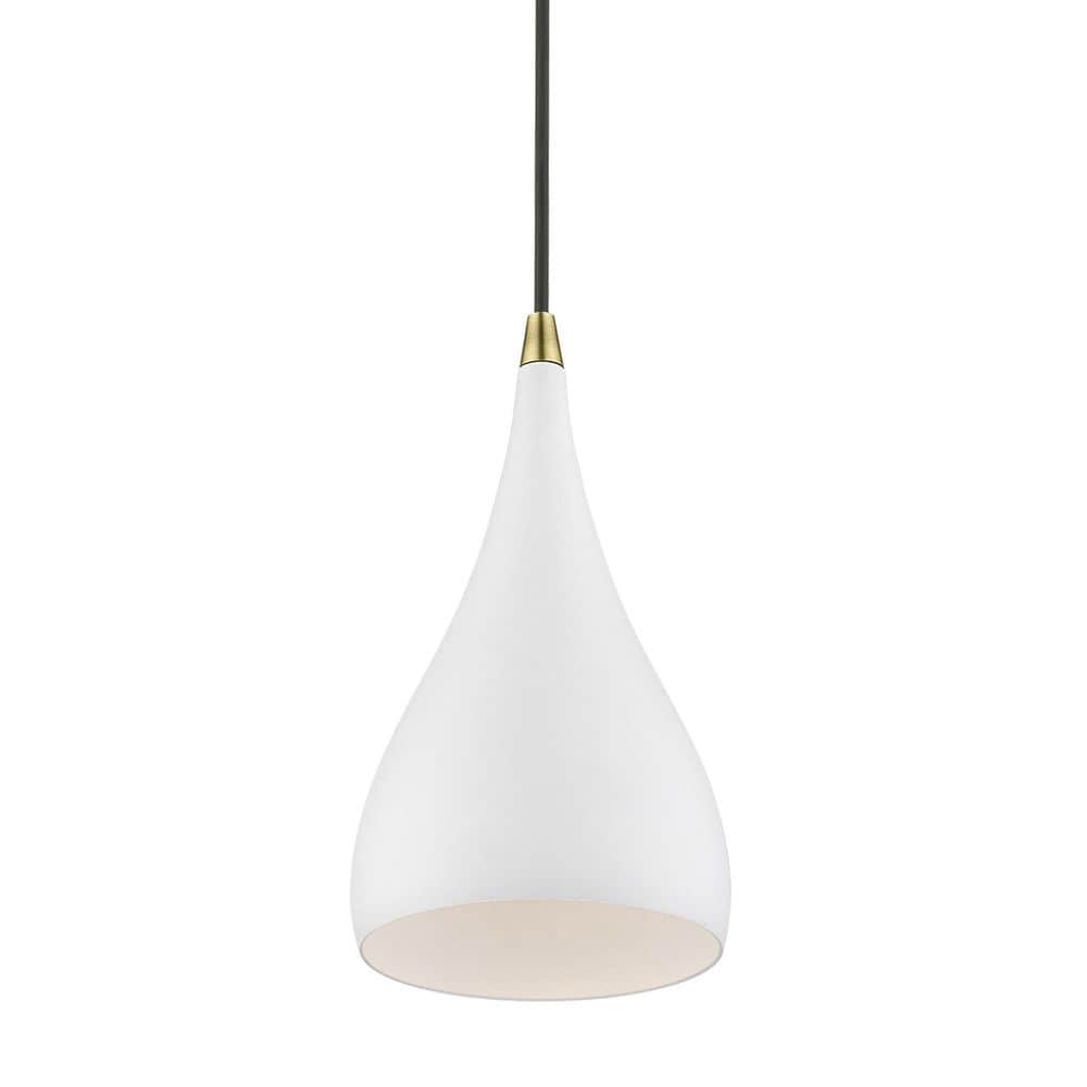 Amador Chic Mini Pendant in Textured White and Antique Brass