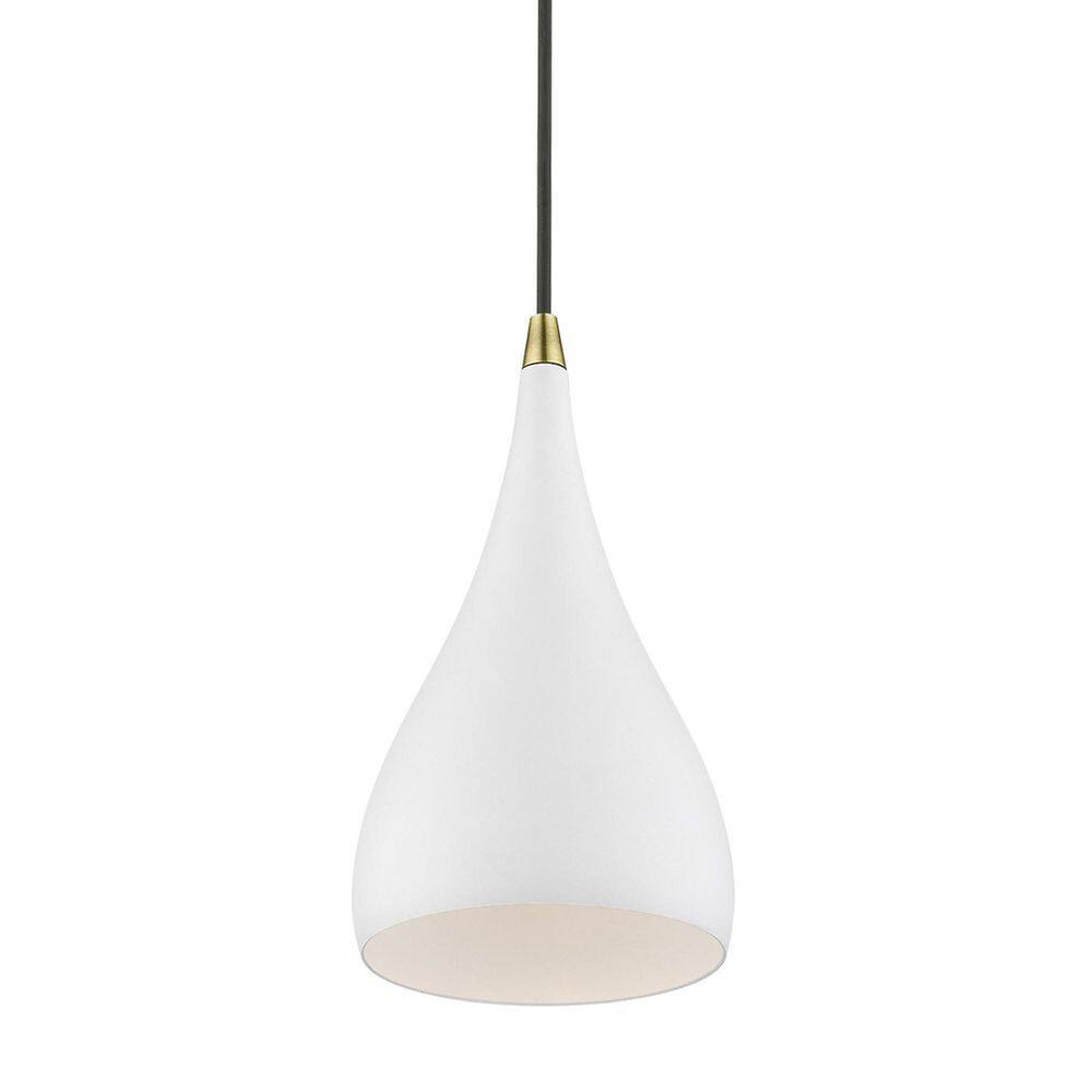 Amador Chic Mini Pendant in Textured White and Antique Brass