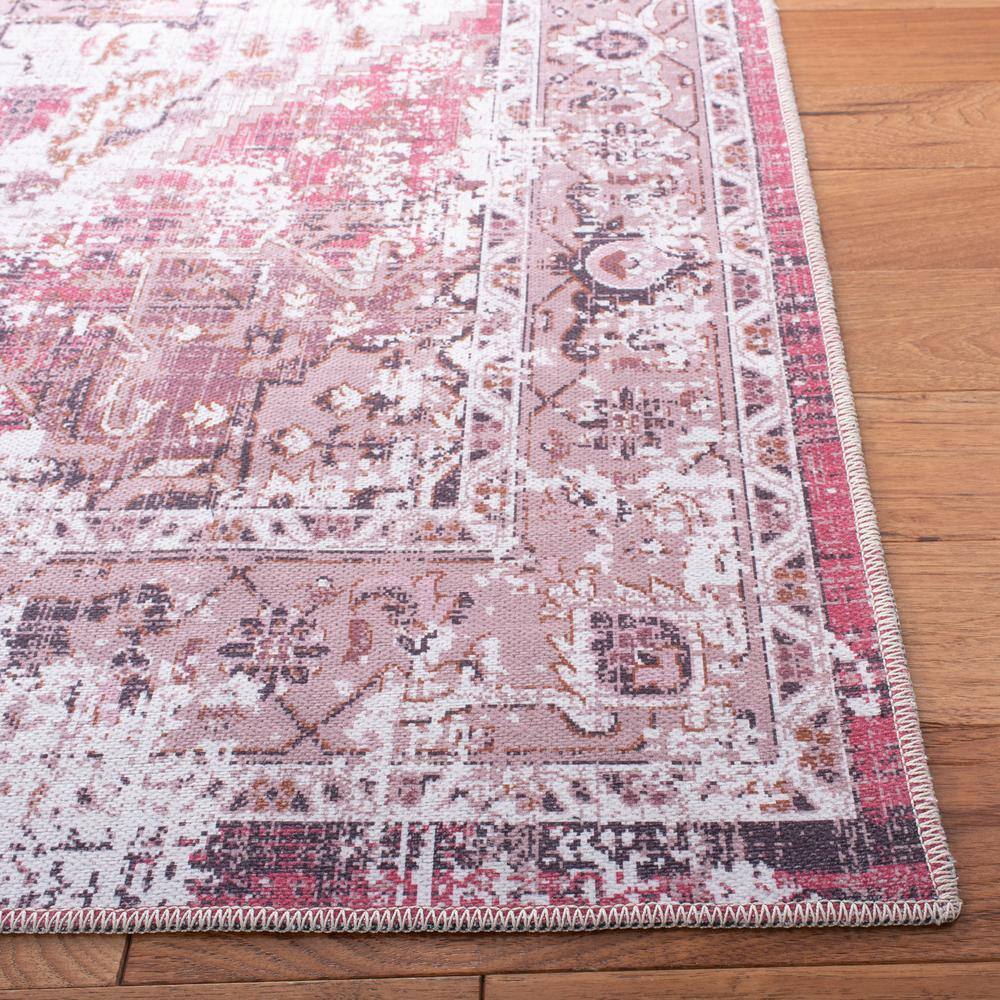 Ivory and Rust Hand-Knotted Washable Square Rug
