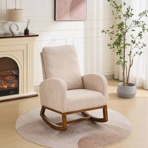 Caramel Rocking Accent Armchair 27.2 in. W Rocking Chair for Nursery ...