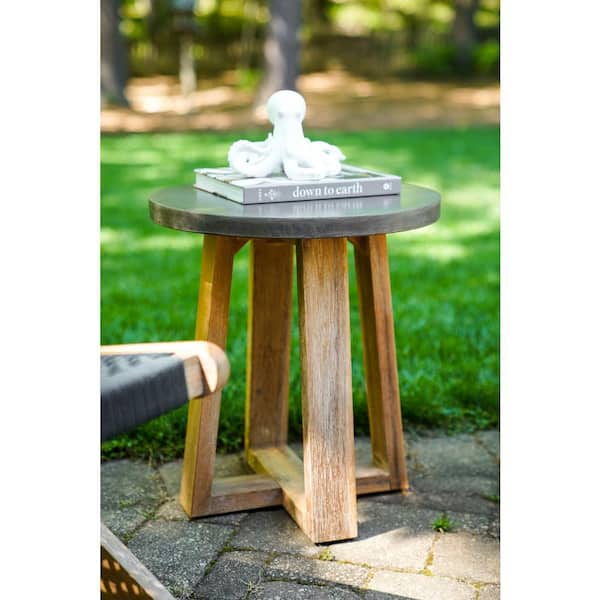 Leisure Made Athens Round Cement Outdoor Side Table