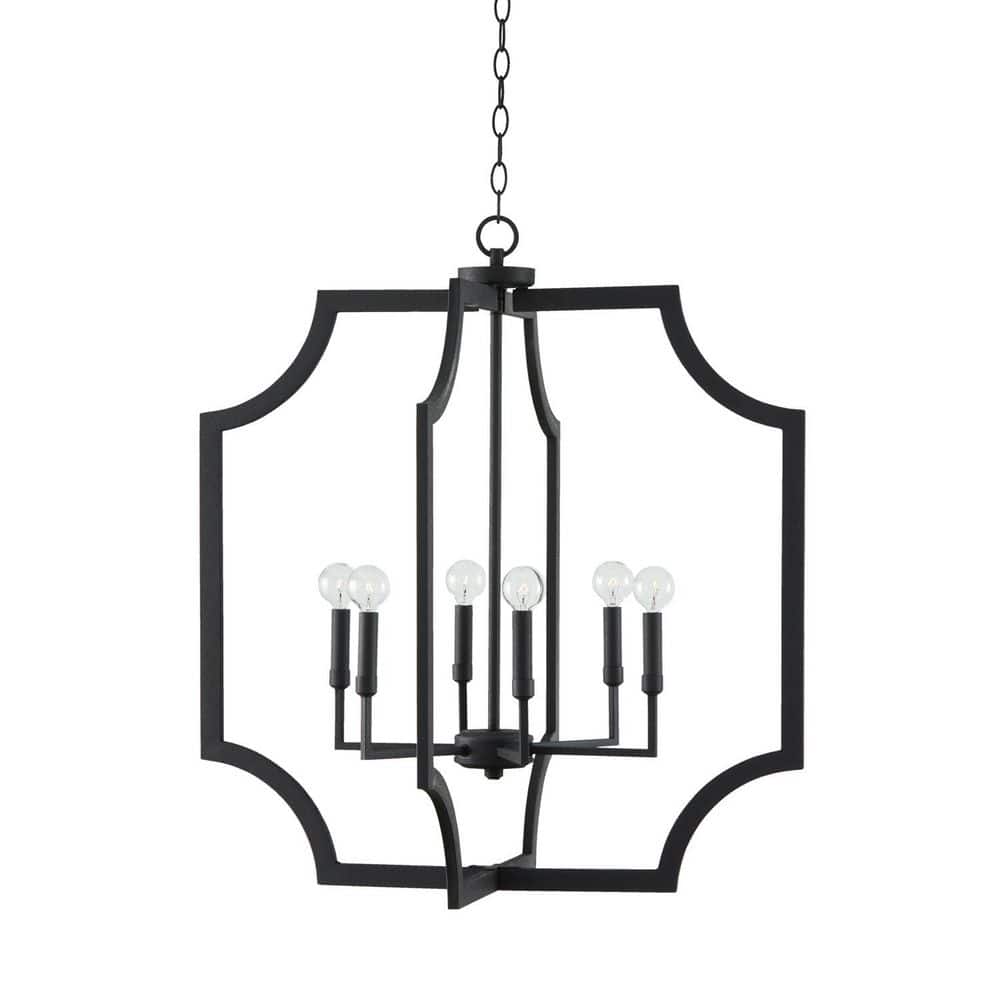 Lesley 60-Watts 6-Light Black Iron Foyer Pendant Light, No Bulbs Included price history on PriceWatchPro