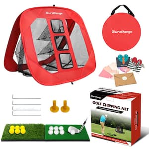 Red Pop-Up Golf Chipping Net for Precision and Distance