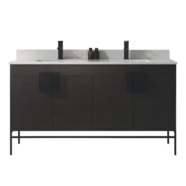FINE FIXTURES 60 in. W x 20.47 in. D x 33.5 in. H Bath Vanity in Black