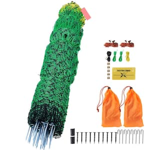 Electric Fence Netting 35 in. H x 164 ft. L PE Fencing with Posts & Double-Spiked Stakes Portable Mesh for Goats