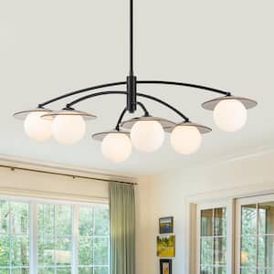 Zevni 25.5 in. Integrated LED Brass Round Chandelier, Modern Black