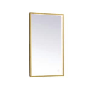 Timeless Home 18 in. W x 30 in. H Modern Rectangular Aluminum Framed LED Wall Bathroom Vanity Mirror in Brass