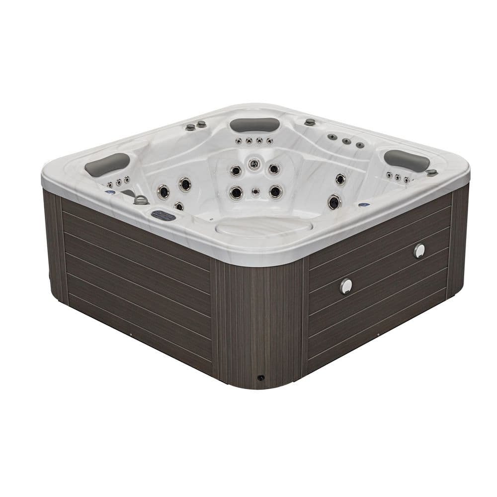 Gray and White 5-Person Luxury Hot Tub with Jets and Ozonator