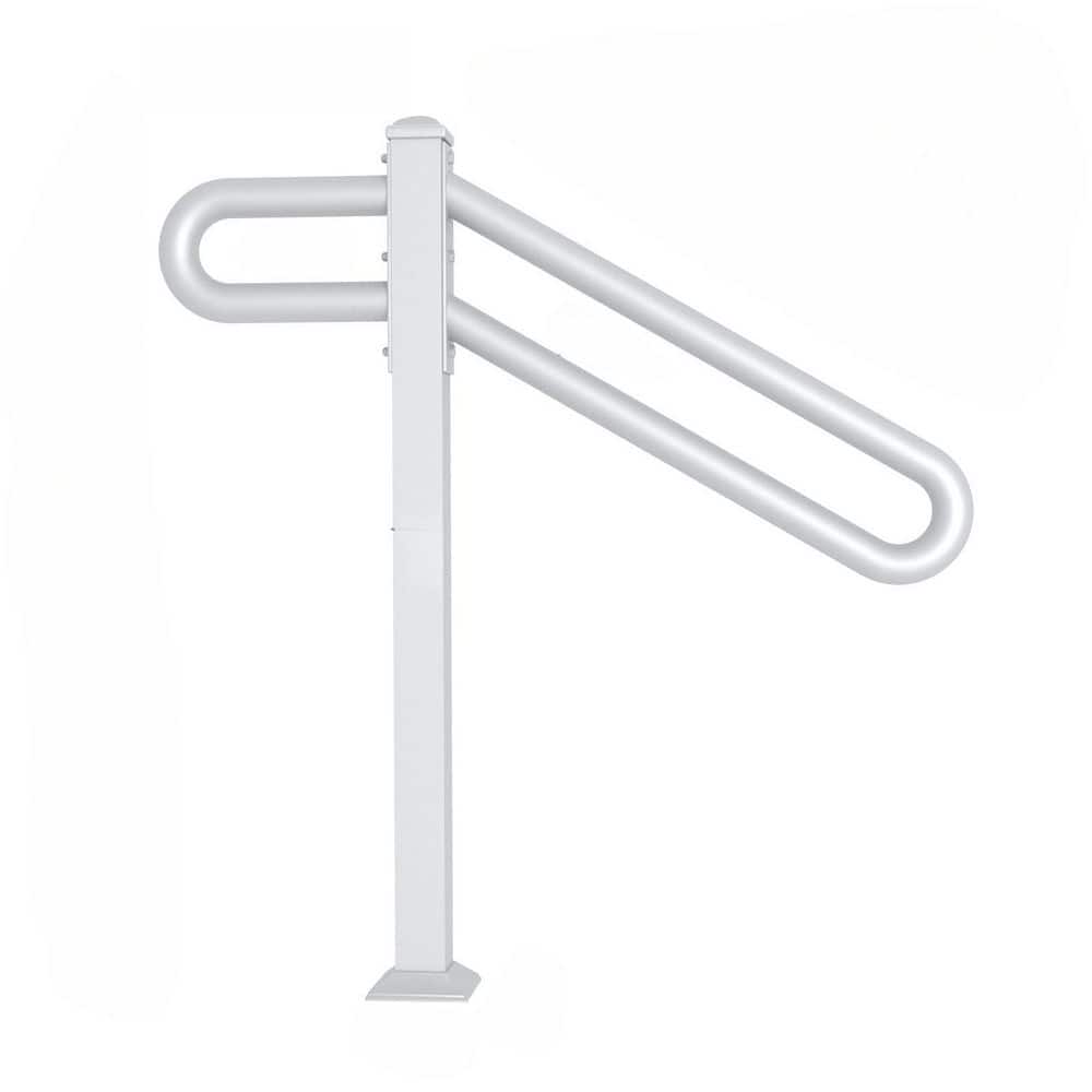 28 in.-8.5 in. L x 35 in. H Single Post White Wrought Iron Handrail for Outdoor 1-3 Step, Metal Outdoor Stair Railing price history on PriceWatchPro