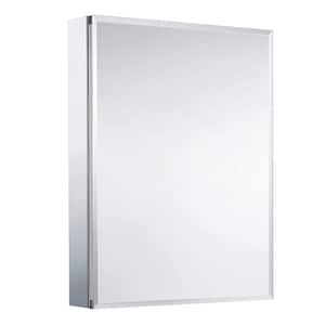 20 in. W x 26 in. H Small Rectangular Silver Aluminum Recessed/Surface Mount Medicine Cabinet with Mirror
