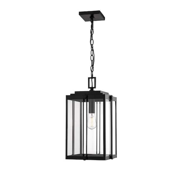 Millennium Lighting 1-Light 12 in. Powder Coat Black Outdoor Lantern Pendant