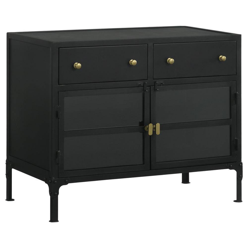 Coaster Home Furnishings Sadler Black 2-drawer Accent Cabinet with Glass Doors -  951761