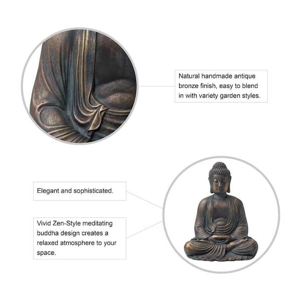 Meditation Buddha Concrete Statue Copper Style Home or Garden