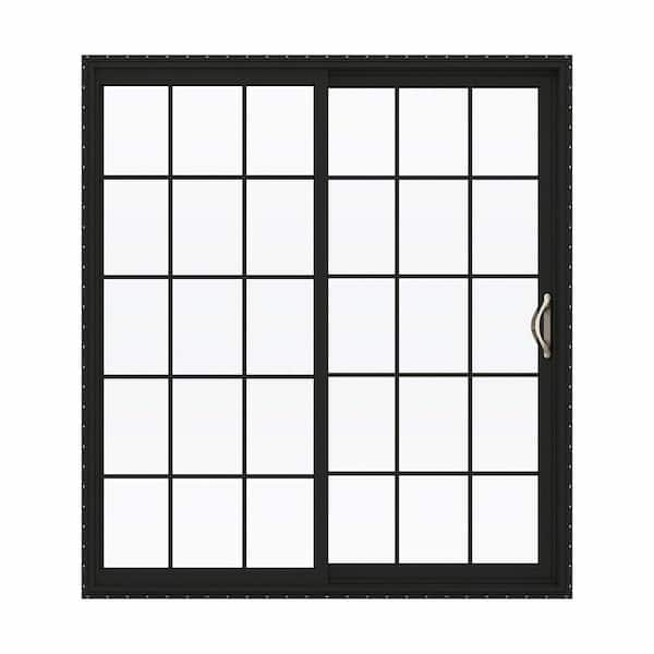 JELD-WEN 72 in. x 80 in. V-2500 Series Bronze FiniShield Vinyl Right-Hand 15 Lite Sliding Patio Door w/White Interior