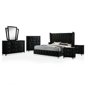 Leventina 6-Piece Black Queen Bedroom Set
