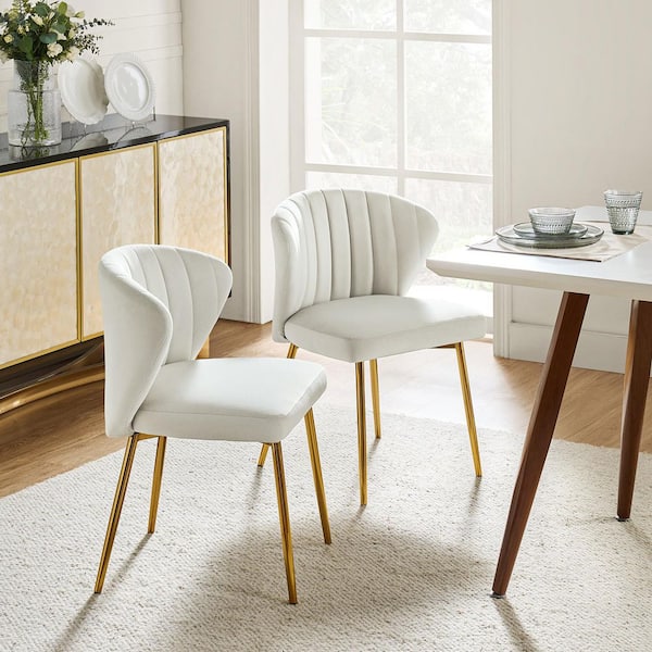 JAYDEN CREATION Milia Ivory Tufted Dining Chair (Set of 2)