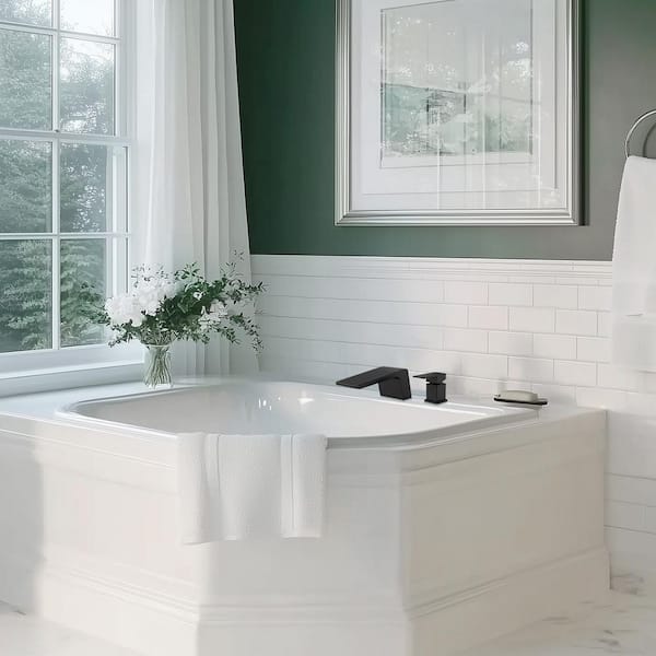 Arc Waterfall Single Handle Double Hole Bathroom Faucet in Black