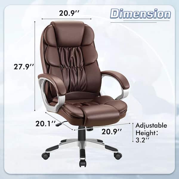 Lacoo Faux Leather High-Back Ergonomic Executive Office Chair with Foot Rest,  Brown 