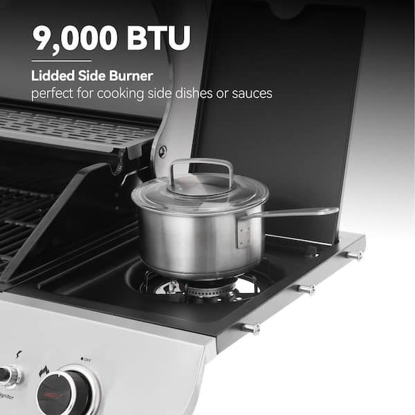 Royal Gourmet - 6-Burner BBQ Liquid Propane Gas Grill with Sear and Side Burner with Cover, 71,000 BTU Cabinet Style Gas Grill