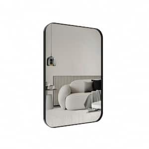 16 in. W x 24 in. H Small Modern Rectangle Stainless Steel Framed Bathroom Vainty Mirror Brushed Black