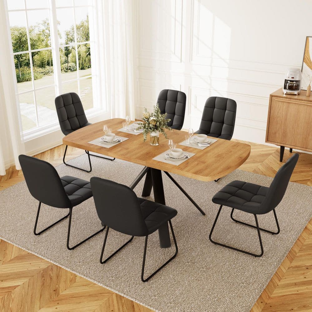 Go Janel GOJANE Modern 7-Piece Extendable Rectangle Oak MDF Top Dining Room Set ...
