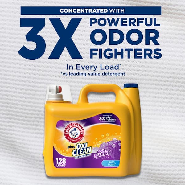 OxiClean Odor Blasters Fresh Burst Liquid Laundry Detergent, 128-Loads,166.5 fl.fl.oz., 6-Pack
