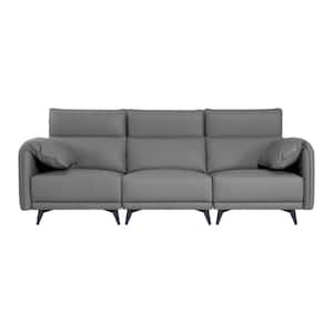 93.31 in. Slope Arm Faux Leather, 2 Seater Sofa Couch with Headrests, Small Rectangle Sofa Set in Gray