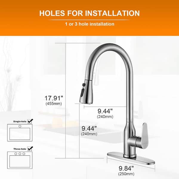 1-Piece Stainless Steel Touch Faucet in Brushed Nickel, Smart Kitchen Sink Faucet with Pull Down Sprayer
